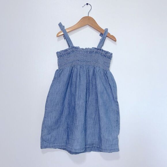 GAP Factory Sleeve Tie Blue Chambray Kids Dress Size 5T - Picture 4 of 6